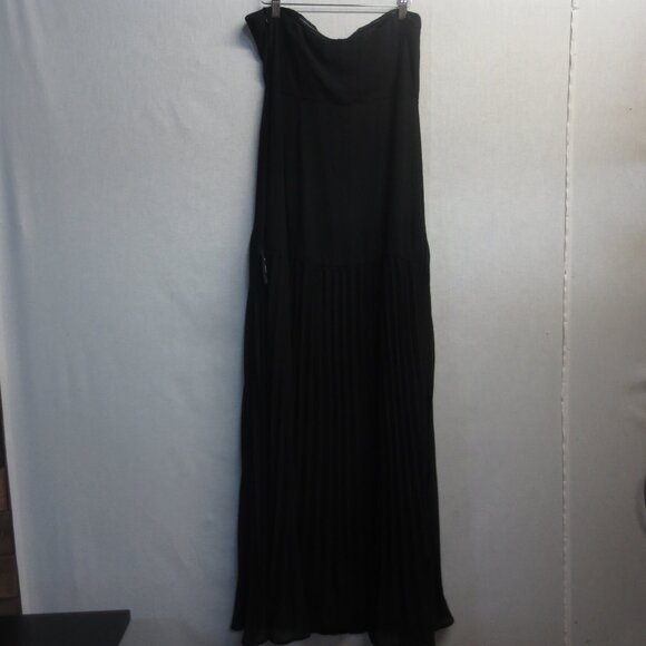 LULUS WOMEN'S STRAPLESS PLEATED BLACK DRESS - BLACK -  X-LARGE - Picture 4 of 8